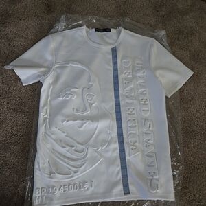 Hudson Jeans White Embossed Graphic Short-Sleeve Tee